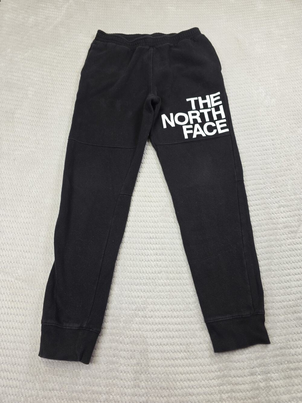 The North Face Sweatpants Boys XL 14/16 Black White Logo Spellout